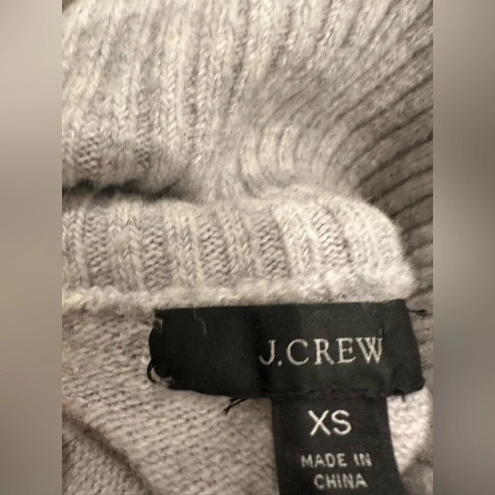 J.Crew Tipped Striped Supersoft Turtleneck Sweater XS Mint Gray Wool Alpaca